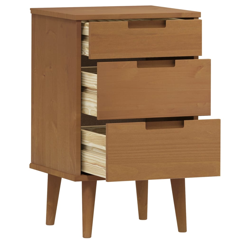 Mesita De Noche Molde Madera Maciza De Pino Marrón 40x35x65 Cm_3