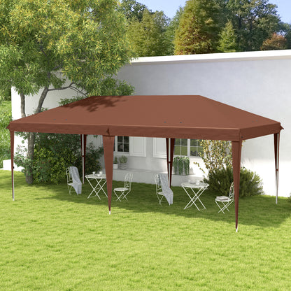 Outsunny Carpa Plegable 6x3 M Con Altura Ajustable Anti-uv Café_4