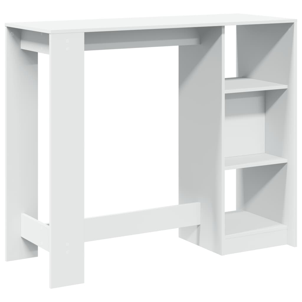 Mesa Bar Con Estante Madera Ingeniería Blanca 124x46x103,5 Cm_4
