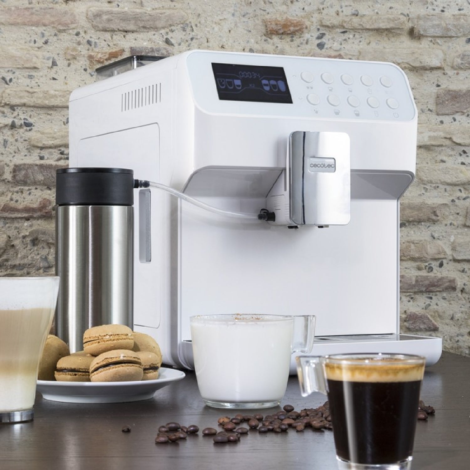 Cecotec Cafetera Superautomática Con Depósito De Leche Power Matic-ccino 7000 Serie Bianca S. 1400 W Pantalla Digital Si_1