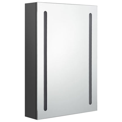 Armario De Baño Con Espejo Y Luz Led Gris 50x13x70 Cm_2