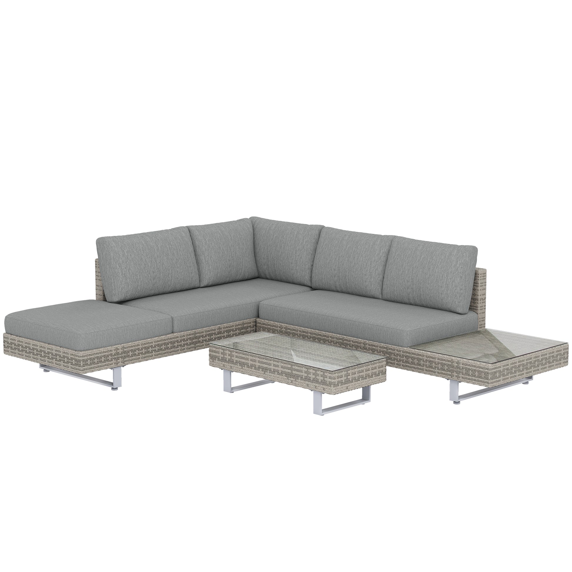 Outsunny Conjunto Muebles Jardín Exterior De Ratán De 3 Piezas Cojines Gris_0