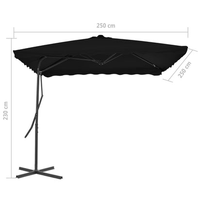 Vidaxl Sombrilla De Jardín Con Palo De Acero Negro 250x250x230 Cm_2