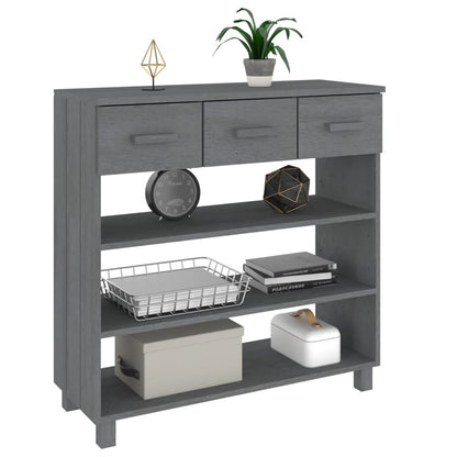 Mesa Consola Madera Maciza De Pino Gris Oscuro 90x35x90 Cm_2