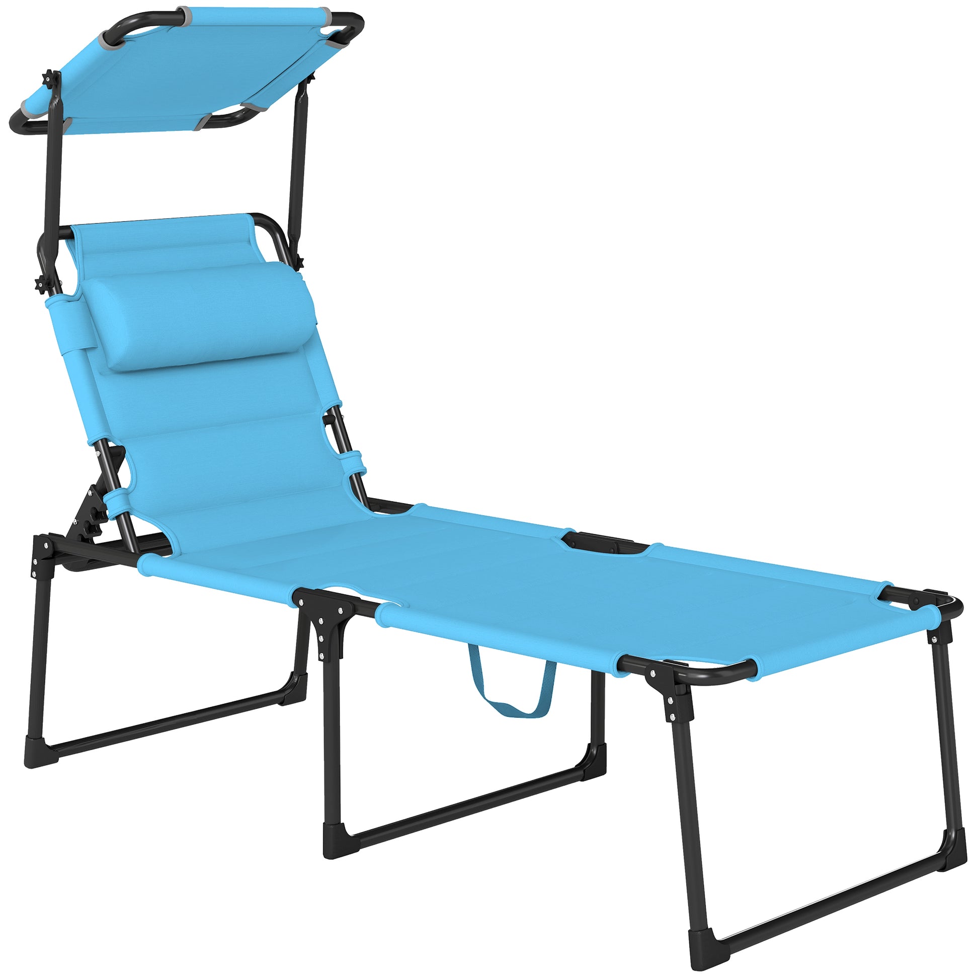 Outsunny Tumbona Plegable Con Respaldo Regulable 70x200x45 Cm Azul Claro_0