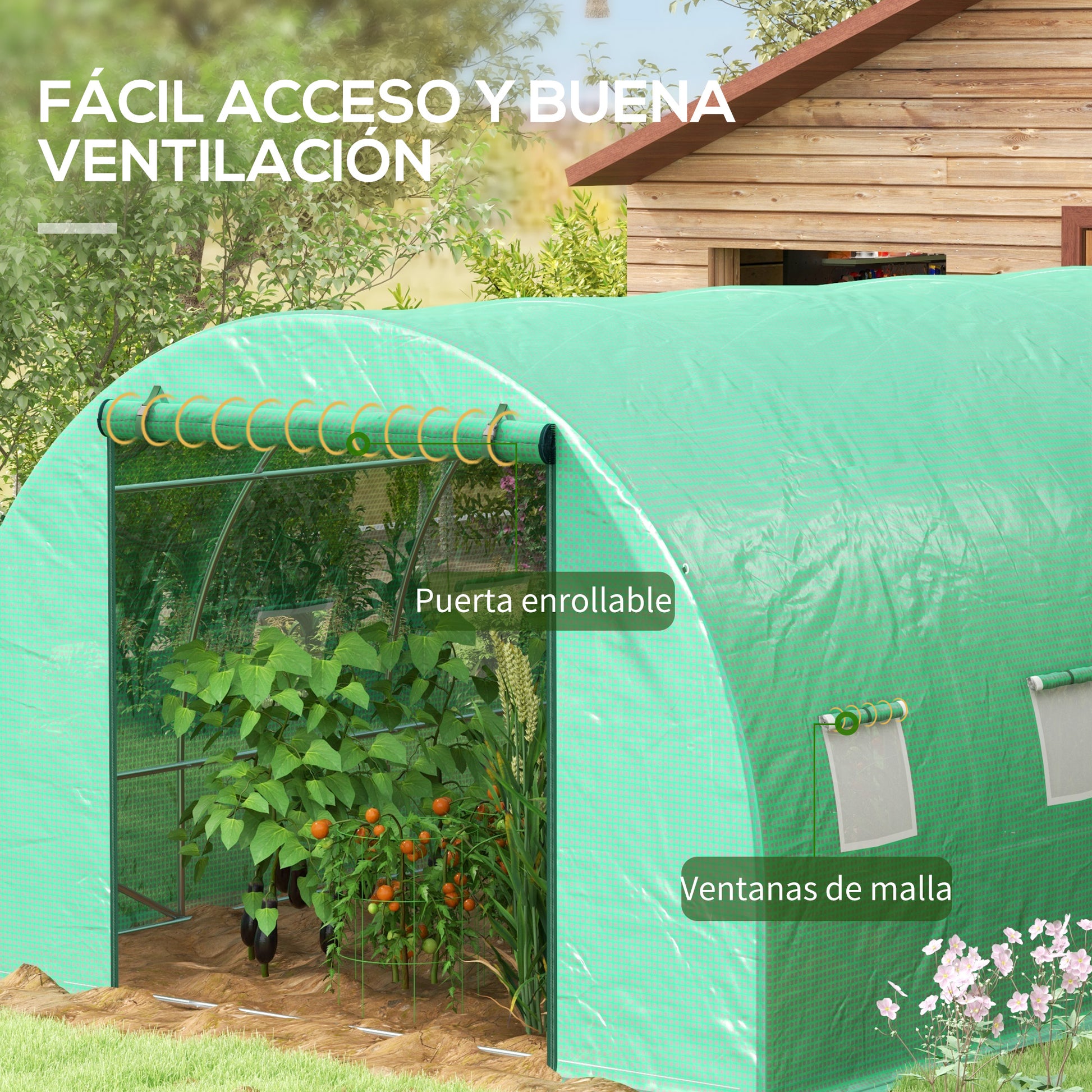 Outsunny Invernadero De Exterior 6x3x2 M Con Sistema De Riego Integrado Verde_5
