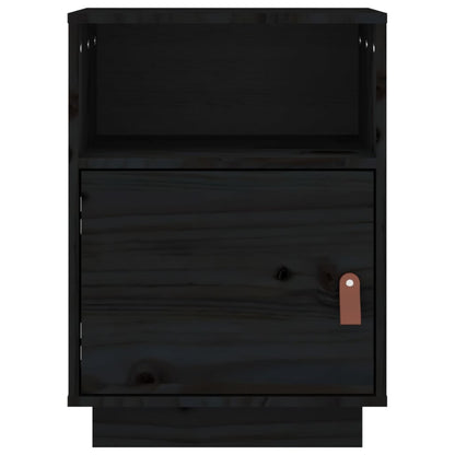 Mesita De Noche Madera Maciza De Pino Negro 40x34x55 Cm_4