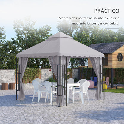 Outsunny Techo De Repuesto Para Cenador 3x3 M Con Techo Doble Gris Claro_5