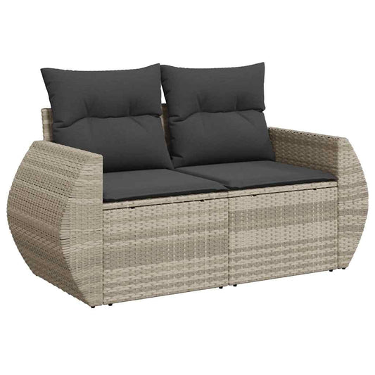 Set De Sofás De Jardín 6 Pzas Y Cojines Ratán Sintético Gris / Vetonek_0