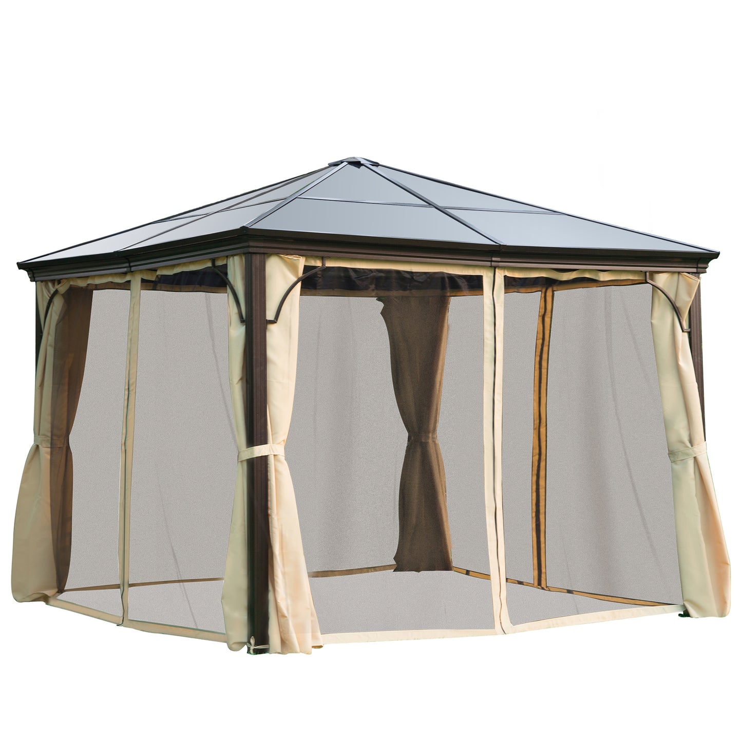 Outsunny Carpa Cenador Para Jardín Estable Anti-uv Techo 4 Paravientos_0
