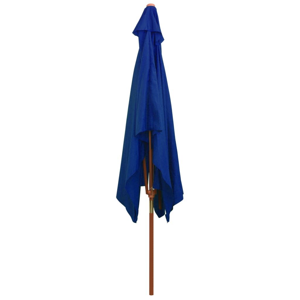 Vidaxl Sombrilla De Jardín Con Palo De Madera Azul 200x300 Cm_3
