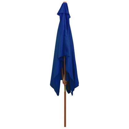 Vidaxl Sombrilla De Jardín Con Palo De Madera Azul 200x300 Cm_3