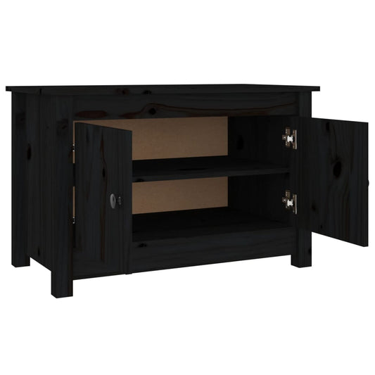 Armario Zapatero De Madera Maciza De Pino Negro 70x38x45,5 Cm / Vetonek_0