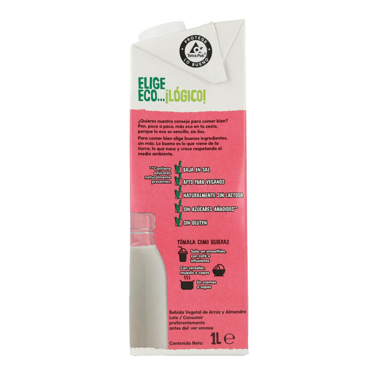 Bebida Vegetal De Arroz Y Almendras Bio, 1L Ecocesta