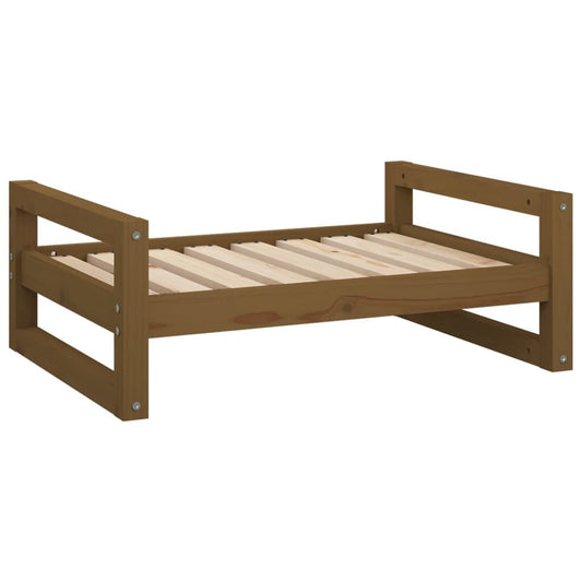 Vidaxl Cama Para Perros Madera Maciza Pino Marrón Miel 75,5x55,5x28 Cm_0