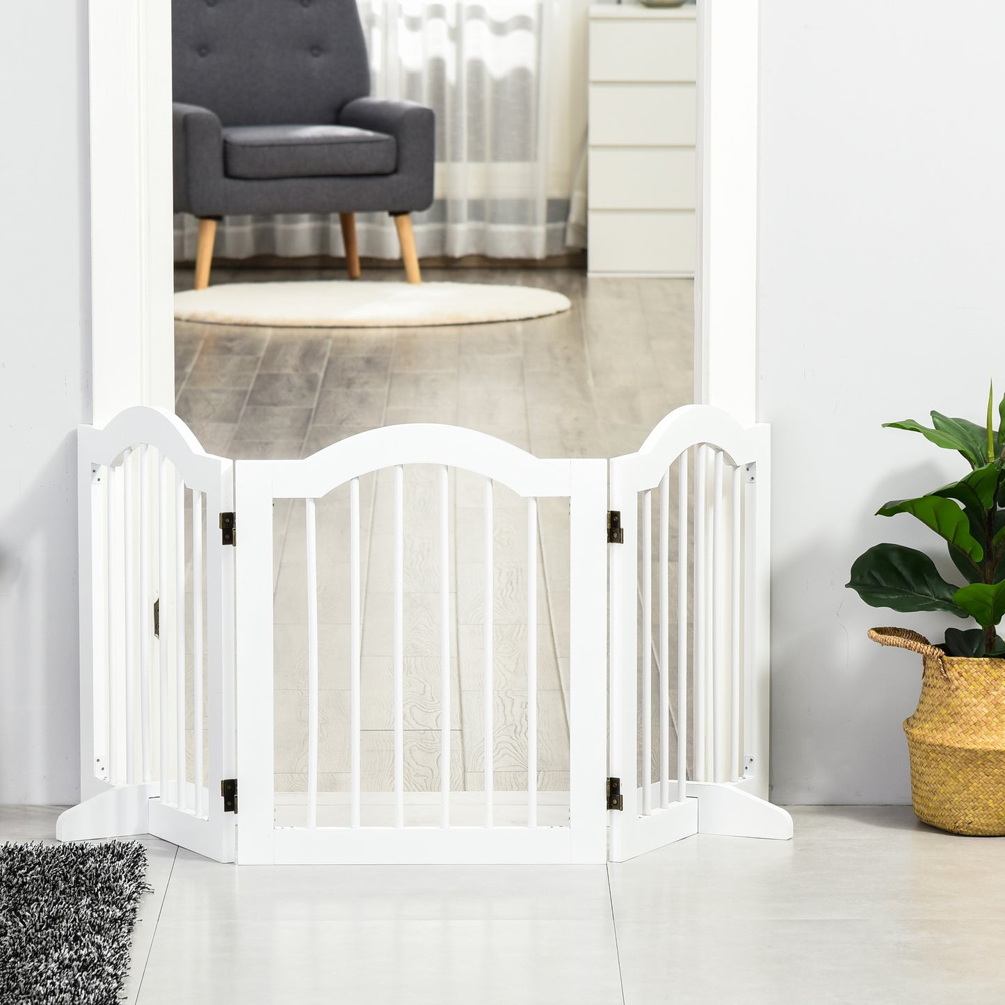 Pawhut Barrera De Seguridad Plegable De Perros Pequeños Con 2 Soportes_1