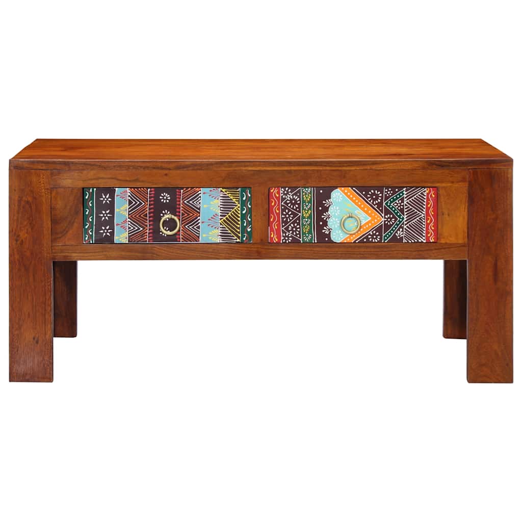 Mesa De Centro De Madera Maciza De Acacia 90x50x40 Cm_0