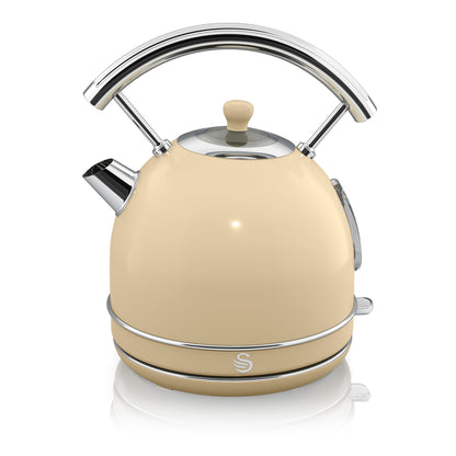 Set Desayuno Retro Hervidor De Agua 1,8 L Inalámbrico, Tostadora 2 Rebanadas Anchas, Vintage Swan Stp7050cneu Crema