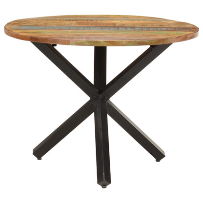 Mesa De Comedor Madera Maciza Reciclada Redonda 100x100x75 Cm_0