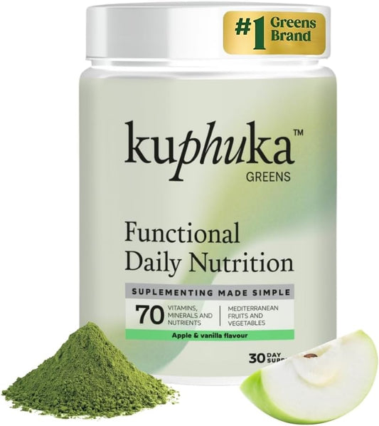 Kuphuka Greens - suplemento alimenticio todo-en-uno, 30 dosis - sabor Manzana_0