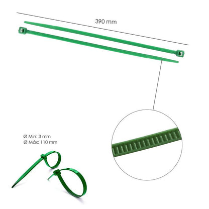 Brida Nylon 100%. Color Verde 4,6 X 390 Mm. Bolsa 100 Unidades. Abrabridas Nylon 100% Verde 4,6x390 Mm. (bolsa 100 Unidades)_3