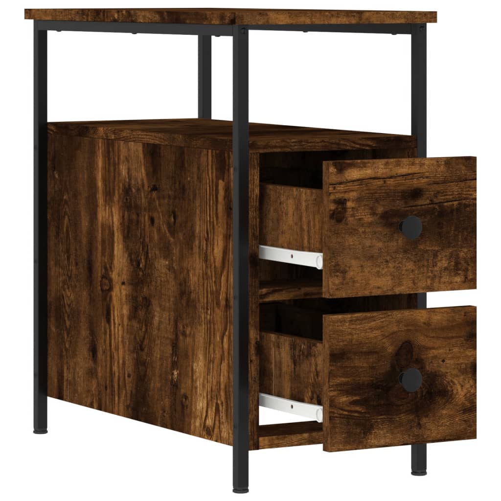 Mesita De Noche Madera De Ingeniería Roble Ahumado 30x60x60 Cm_4