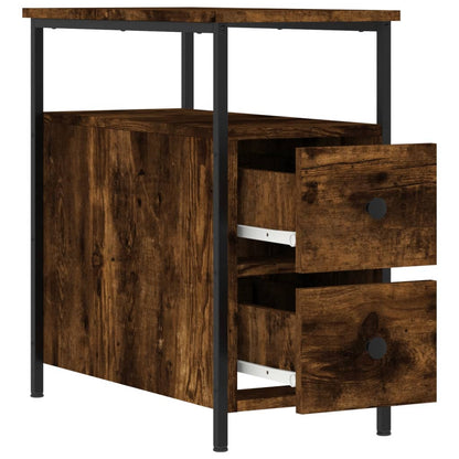 Mesita De Noche Madera De Ingeniería Roble Ahumado 30x60x60 Cm_4