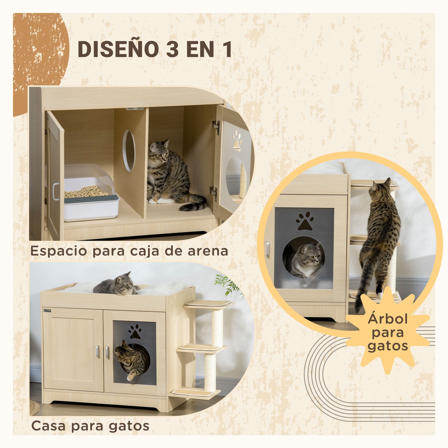Pawhut Conjunto De 1 Arenero Para Gatos Y 1 Estante De Escalada Para Gatos_3
