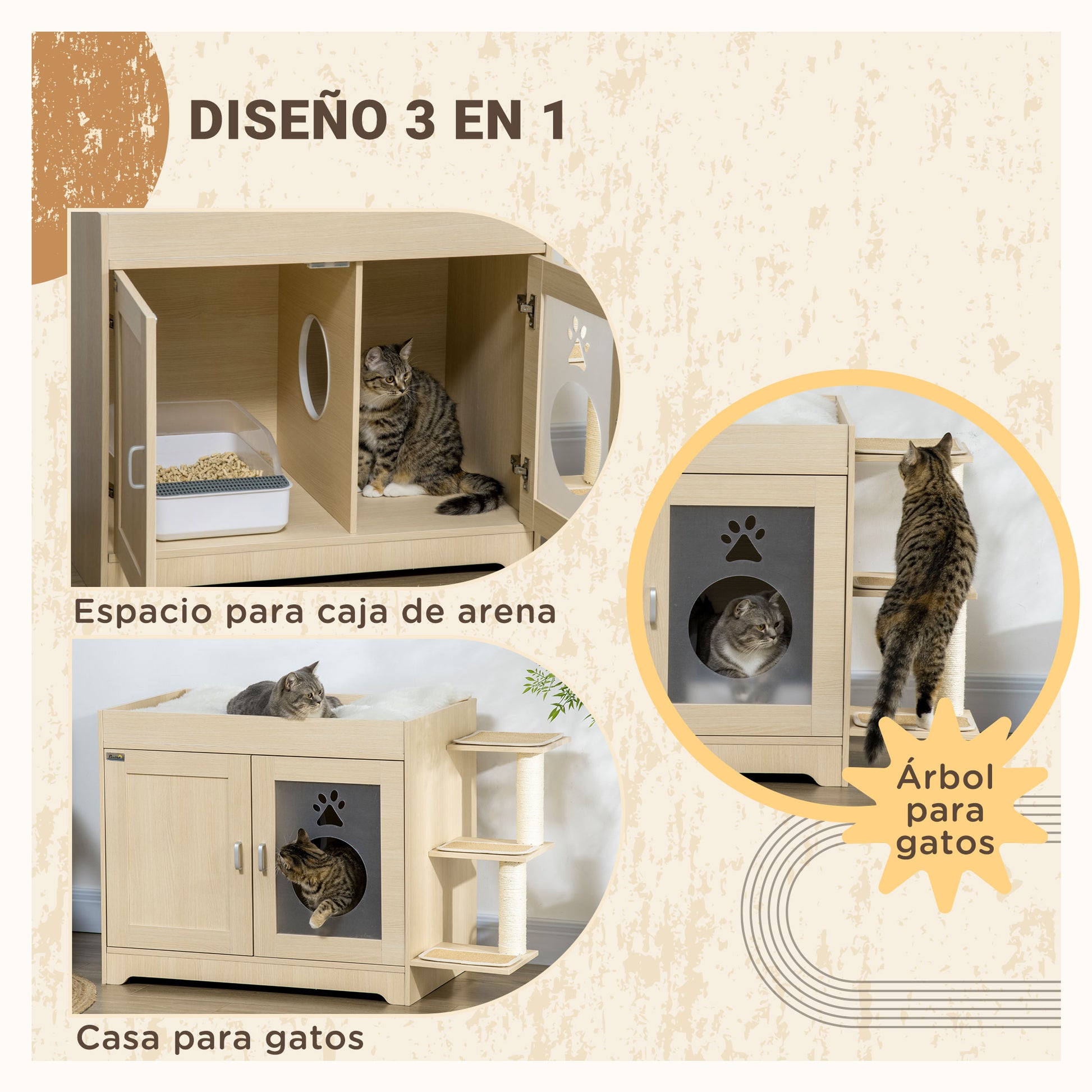 Pawhut Conjunto De 1 Arenero Para Gatos Y 1 Estante De Escalada Para Gatos_3