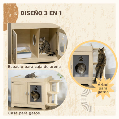 Pawhut Conjunto De 1 Arenero Para Gatos Y 1 Estante De Escalada Para Gatos_3