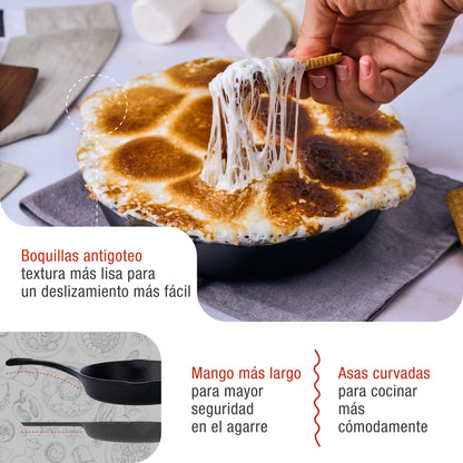 Victoria Sartén Hierro Fundido Curado Inducción 20cm, Apta Fuego, Barbacoa, Horno Cast Iron Skillet, 39363, Negro_2