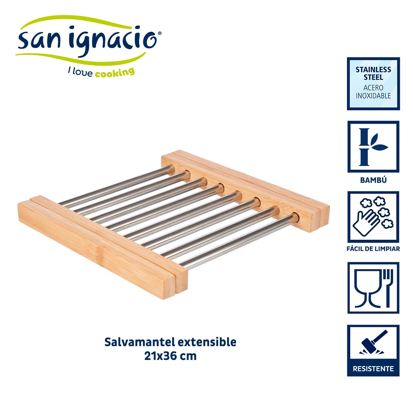 Salvamantel Acero Bambu Extensible Colección Kinvara_1