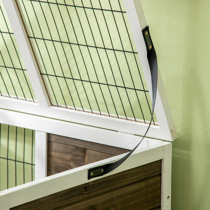 Pawhut Conejera De Madera Con Techo Abatible Puertas 90x53x87 Cm Marrón Y Blanco_3