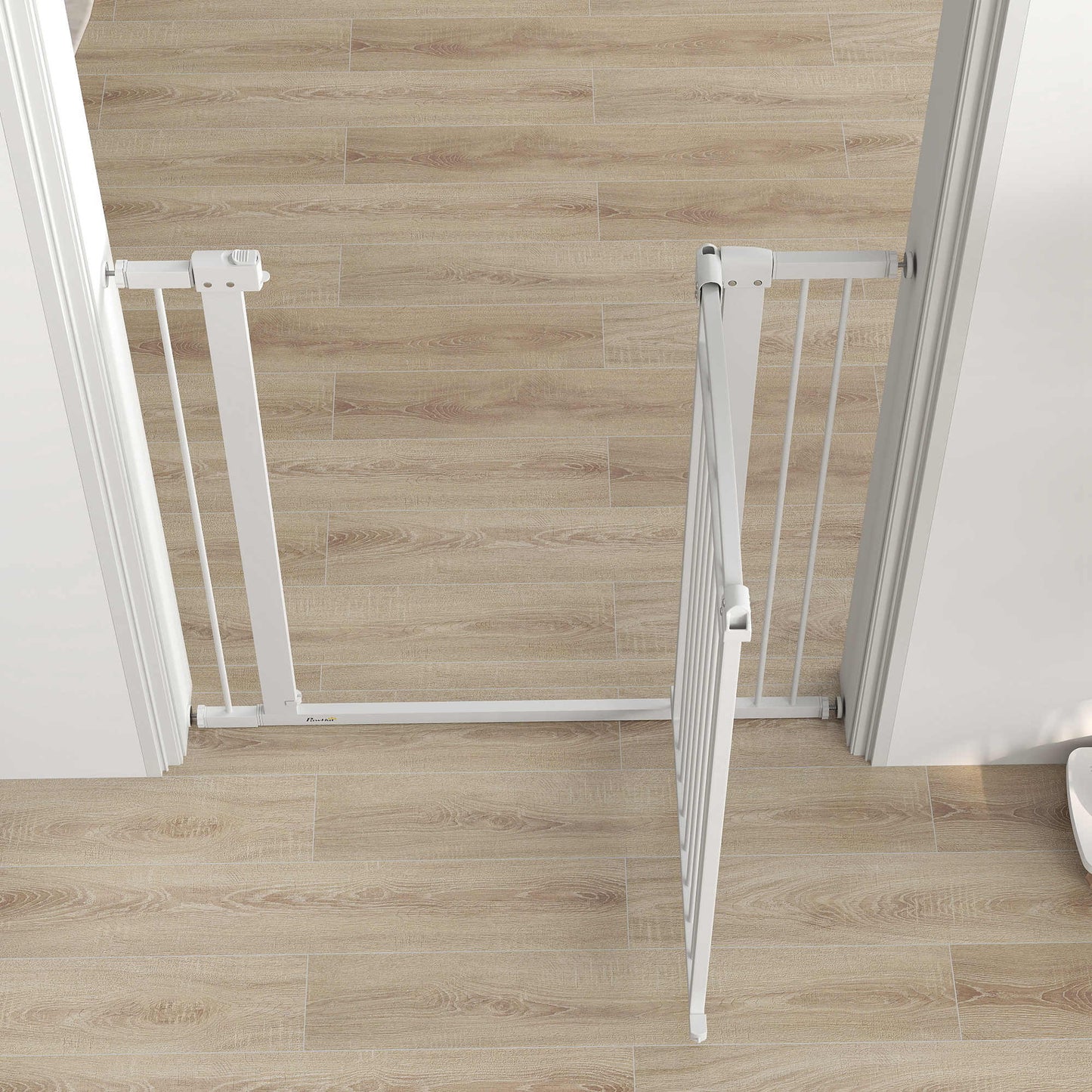Pawhut Barrera Para Perros Con Ancho Ajustable 76-104 Cm 2 Extensiones Blanco_3