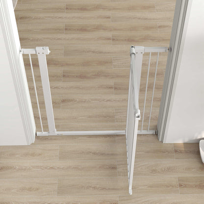 Pawhut Barrera Para Perros Con Ancho Ajustable 76-104 Cm 2 Extensiones Blanco_3