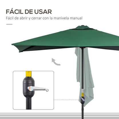 Outsunny Sombrilla Rectangular 230x130x245 Cm Con Manivela Protección Uv 30+_3