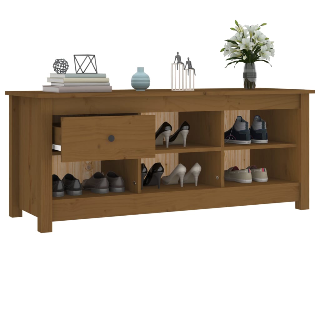 Armario Zapatero Madera Maciza Pino Marrón Miel 110x38x45,5cm / Vetonek_2