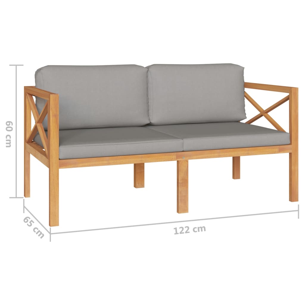Vidaxl Set De Muebles De Jardín 3 Pzas Con Cojines Madera De Teca_4