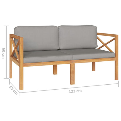 Vidaxl Set De Muebles De Jardín 3 Pzas Con Cojines Madera De Teca_4