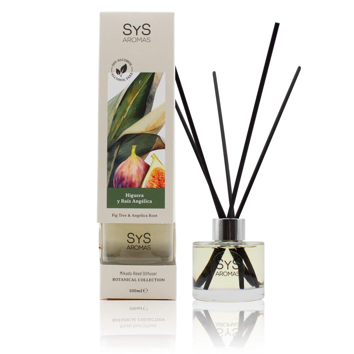 Sys Aromas Ambientador Mikado Higuera Y Raíz Angélica - Botanical - Sin Alcohol - Larga Duración - 100 Ml Con 5 Varillas_1