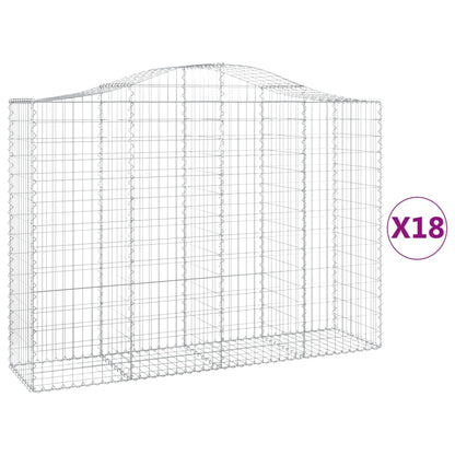Cestas Gaviones 18 Uds Forma De Arco Hierro 200x50x140/160 Cm_0