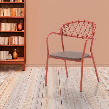 Silla De Exterior Esso Beige Y Naranja - Aluminio Ligero Y Resistente 60x80x105cm - Well Home_2