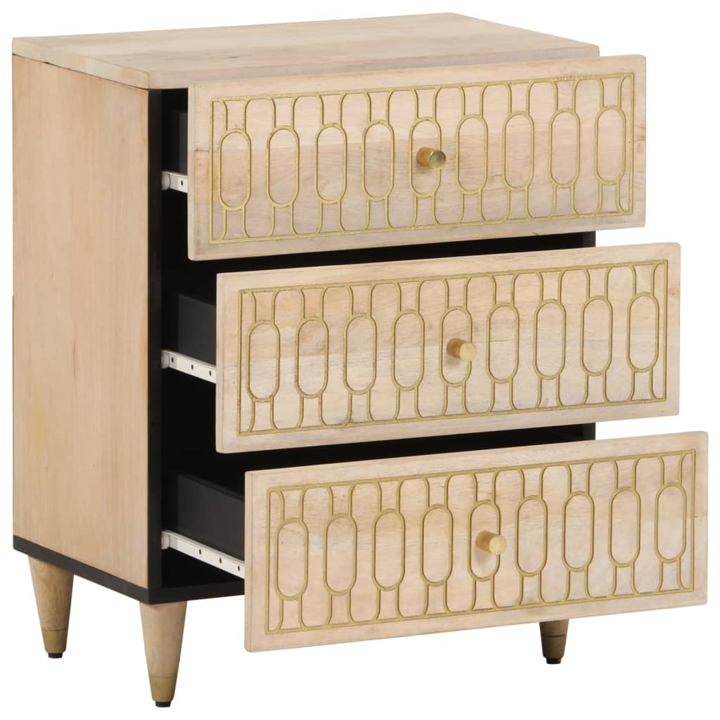 Mesita De Noche Madera Maciza De Mango 50x33x60 Cm_0