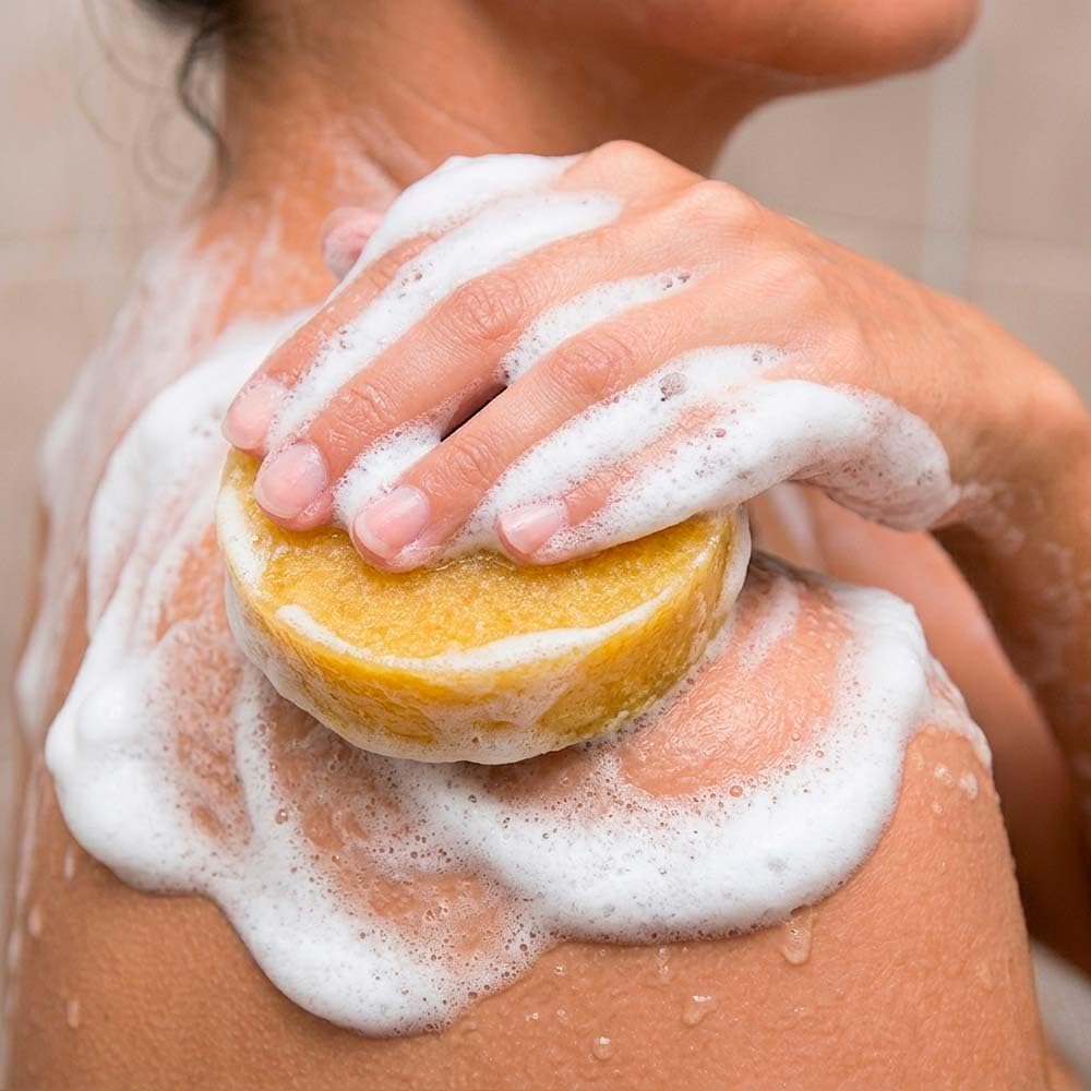 4 Esponjas Jabonosas Varios Usos. Aroma Piña. Ideal Para Viaje O Gym. Apta Todo Tipo De Piel. Con Aceite De Argán_1