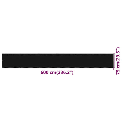 Vidaxl Toldo Para Balcón Hdpe Negro 75x600 Cm_2