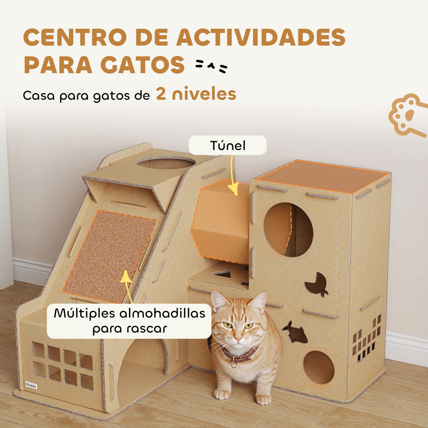 Pawhut Casa Para Gatos De Cartón_3