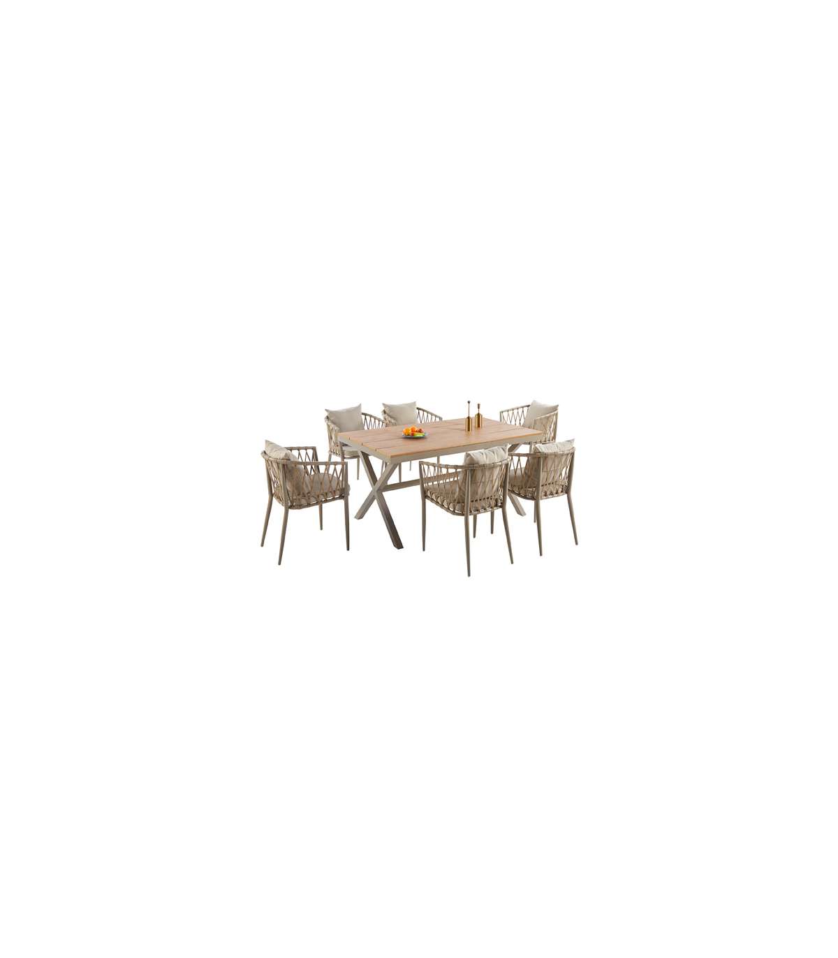 Pack De 4 Sillones Con Cojines Rodas Acabado Arena, 76cm(alto) 50cm(ancho) 60cm(fondo)_3