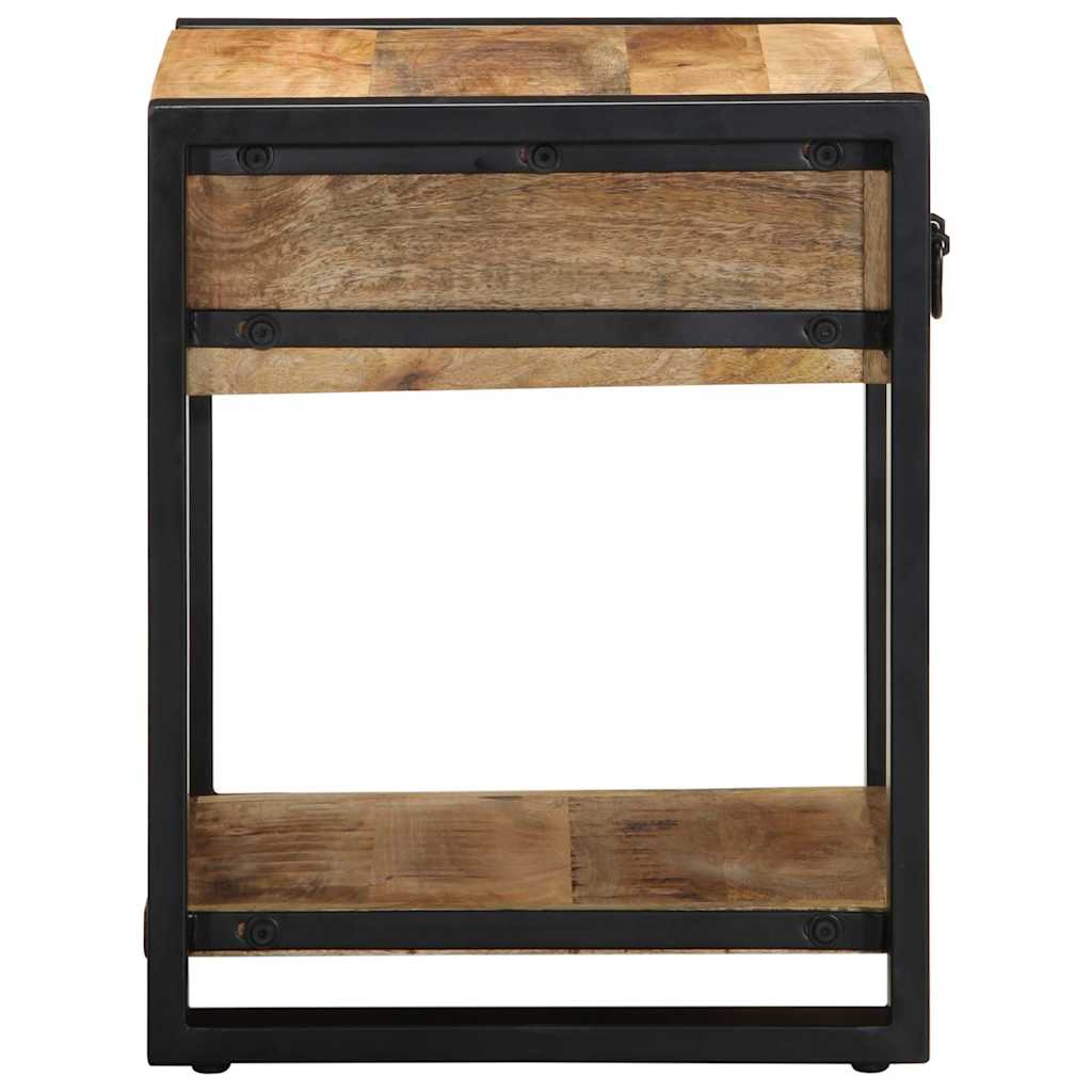 Mesa Auxiliar Madera Maciza De Mango Rugosa 40x40x50 Cm_2