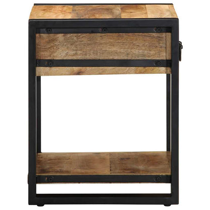 Mesa Auxiliar Madera Maciza De Mango Rugosa 40x40x50 Cm_2