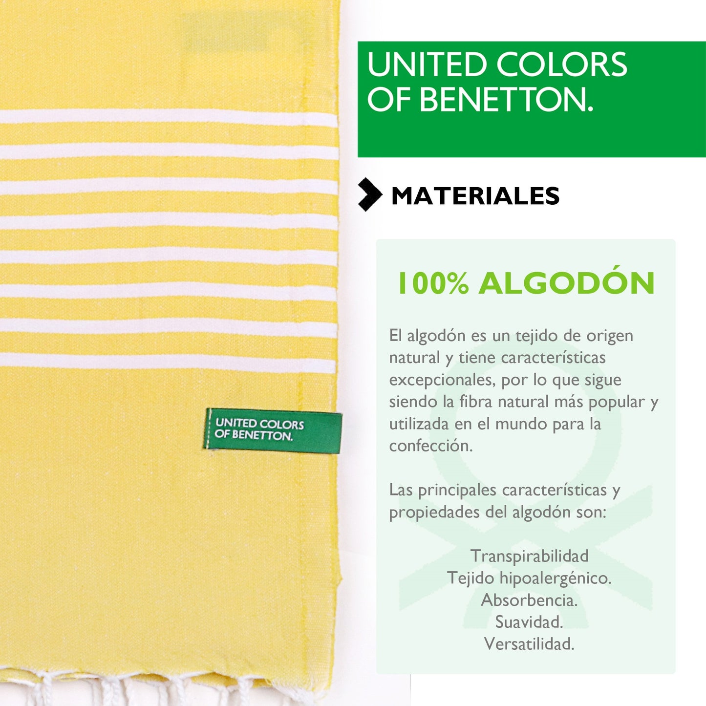 Set 2 Toallas Benetton Hamman 80x165cm 170gsm 100%algodon Amarillo Casa Benetton_1
